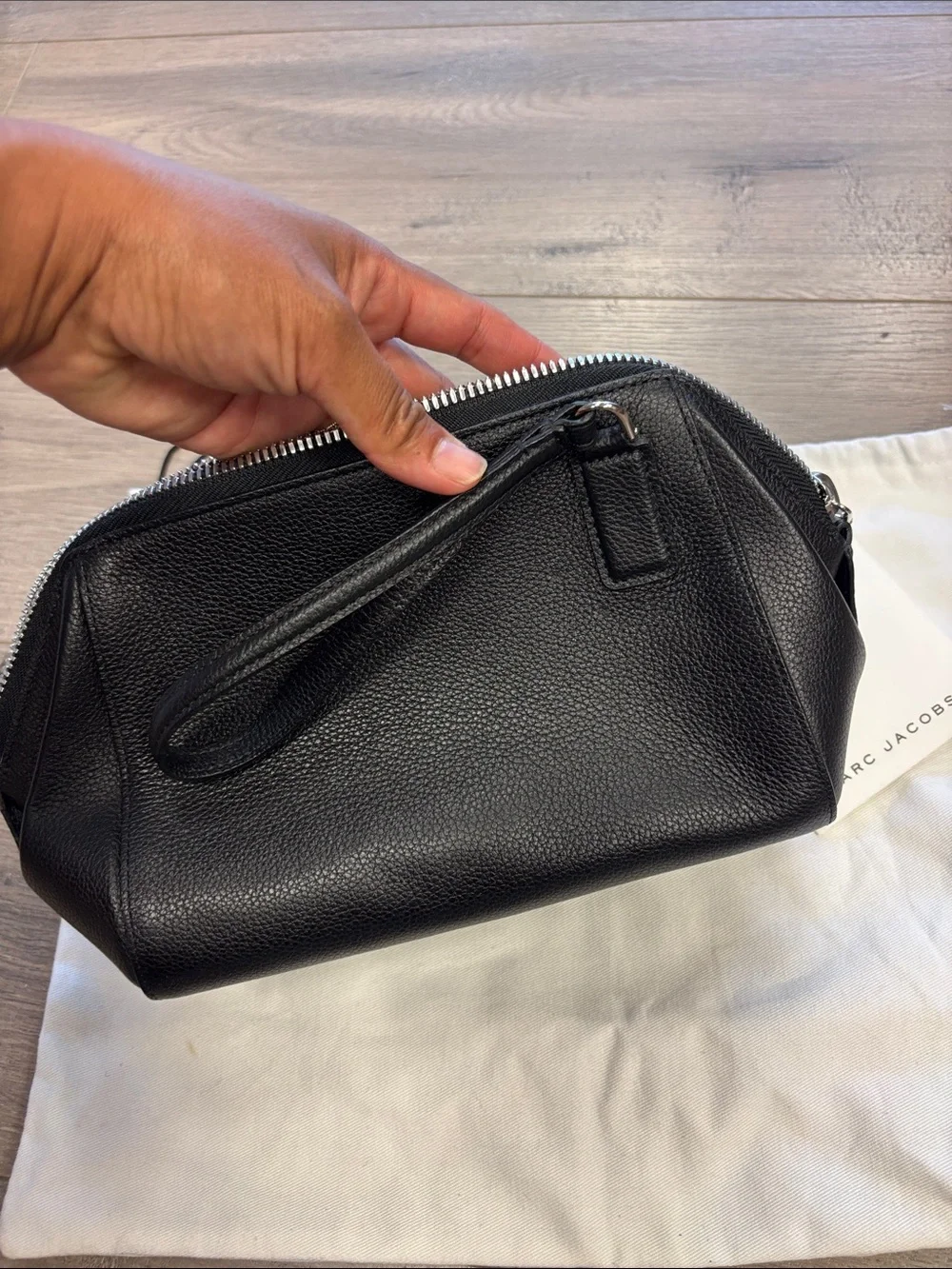 Marc Jacobs Black Pebbled  clutch Wrist Strap